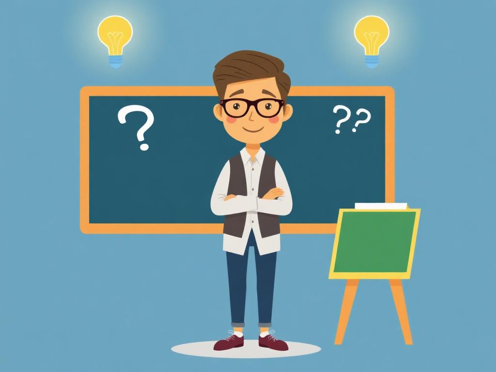 Teacher with question marks